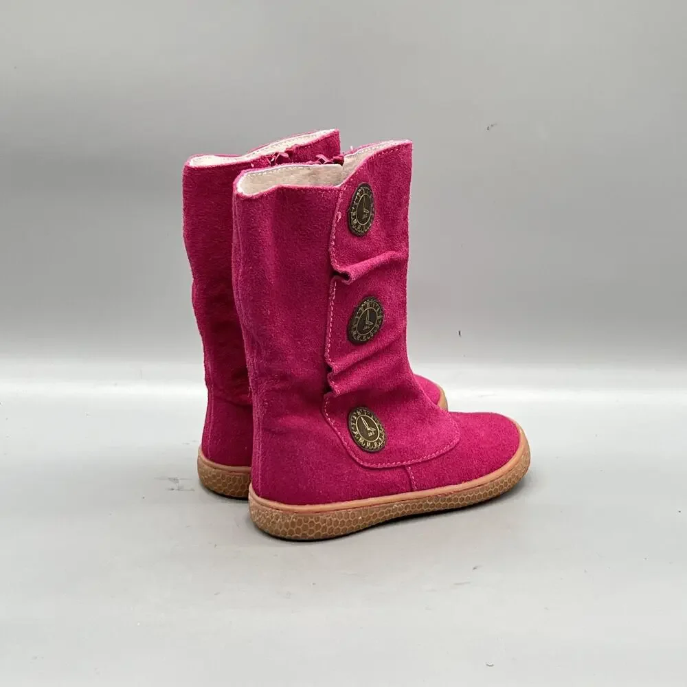 Livie & Luca Boots Kids Girls 8 Pink Suede Faux Fur Lined Side Zip Winter Shoes